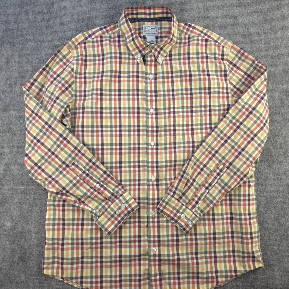LL Bean Shirt‎ Large Long Sleeve Button Down Slightly Fitted Multicolor Check